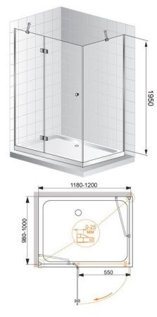 Душевой уголок Cezares VERONA VERONA-W-AH-1-120/100-P-Cr-R 120х100 стекло рифленое профиль хром без поддона