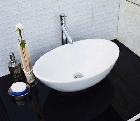 Раковина из санфаянса CeramaLux 9021 52х33 накладная цвет белый