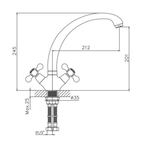 Смеситель для кухни Cron CN4319 на мойку хром - фото 3