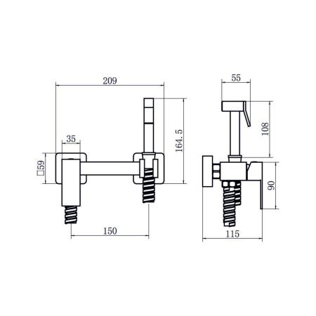Гигиенический душ со смесителем Fashun A57504-17 серый