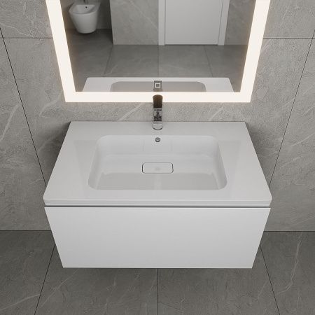 Раковина из искусственного камня Uperwood Lagoon 35480000003 80х50 полувстраиваемая цвет белый