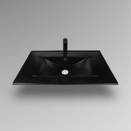 Раковина из сантехнического фарфора Bond Cube S05-808 80х50 встраиваемая цвет черный 1 отверстие под смеситель