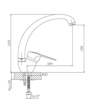Смеситель для кухни Cron CN4104 на мойку хром