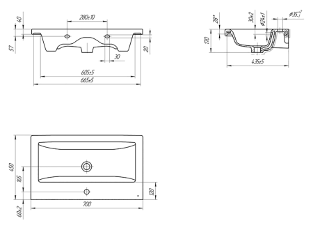 Раковина мебельная керамическая Cersanit Como 70 S-UM-COM70/1-w 70х50 накладная цвет белый 1 отверстие под смеситель