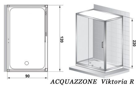 Душевая кабина Acquazzone Viktoria 120SL-R с паром 120х90 прямоугольная с крышей ориентация правая