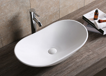 Раковина из сантехнического фарфора Cerutti SPA CR7031B 64х36 накладная цвет белый без отверстий под смеситель