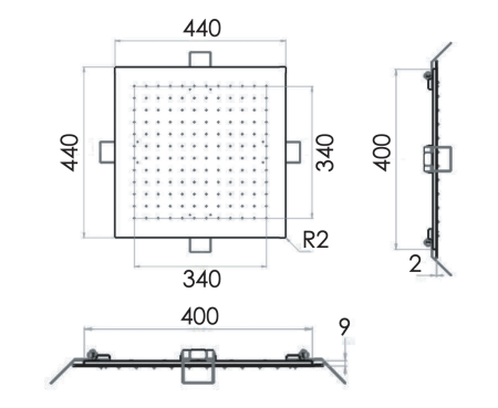 Верхний душ Remer 357EFS44BG 45х45 золото