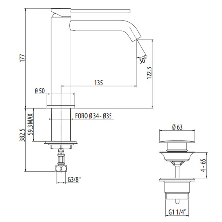 Смеситель Gattoni CIRCLE TWO 9144/91C0 на раковину хром без термостата