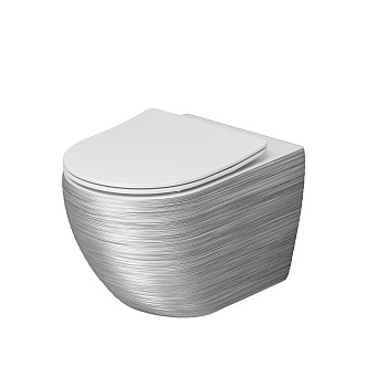 Унитаз подвесной Grossman Color GR-4411SWS серебро/белый с сиденьем безободковый каскадный смыв