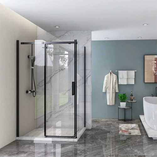 Душевой уголок Veconi Rovigo RV070-16090PR-01-19C4 160х90 стекло прозрачное профиль черный без поддона Душевой уголок Veconi Rovigo RV070-16090PR-01-19C4 160х90 стекло прозрачное профиль черный без поддона