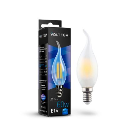 Лампа светодиодная Voltega Candle wind matt 6W (Свеча на ветру матовая 6Вт) 7026