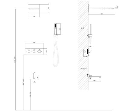 Душевая система Abber AF8253 встраиваемая в стену цвет хром с термостатом