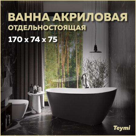 Ванна акриловая Teymi Solli T130110 170х74 отдельностоящая овальная