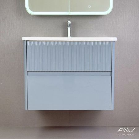 Тумба с раковиной Alavann Wave ALV1113000 80х50 подвесная цвет серый