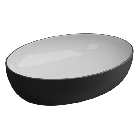 Раковина керамическая GSG Ceramic Design Easy EALAVOV55BI000/003 55х42 накладная цвет белый/черный без отверстий под смеситель