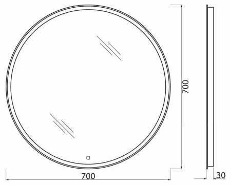 Зеркало с подсветкой BelBagno SPC-RNG-700-LED-TCH 70х70 подвесное
