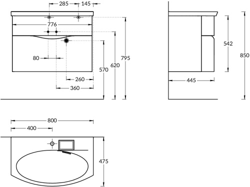 Тумба под раковину Kerama Marazzi AMAREMARE RV.80\WHT.M 78х45х55 подвесная цвет белый - фото 2