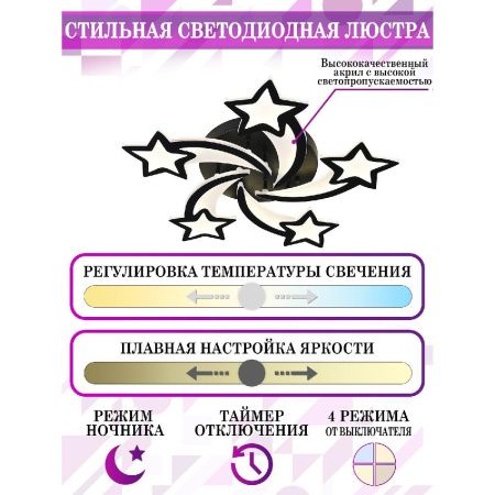 Люстра потолочная Natali Kovaltseva Star (Стар) INNOVATION STYLE 83018 BLACK