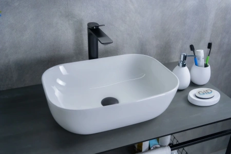 Раковина керамическая Gid Geométrico 51183 50х30 накладная цвет белый без отверстий под смеситель