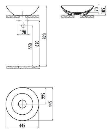 Раковина из сантехнического фарфора Creavit Foglia FG145-00CB00E-0000 40х40 накладная цвет белый