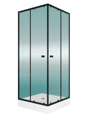 Душевой уголок Teymi Helmi T00602 80х80 стекло прозрачное профиль черный с поддоном