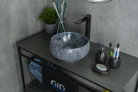 Раковина керамическая Gid Esfera 54433 30х30 накладная цвет многоцветный без отверстий под смеситель