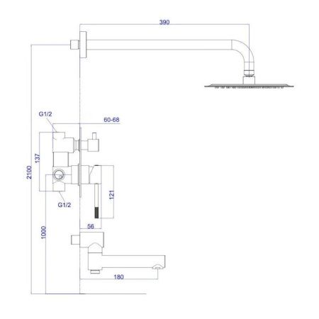 Душевая система Esko 7in1EK встраиваемая в стену цвет хром