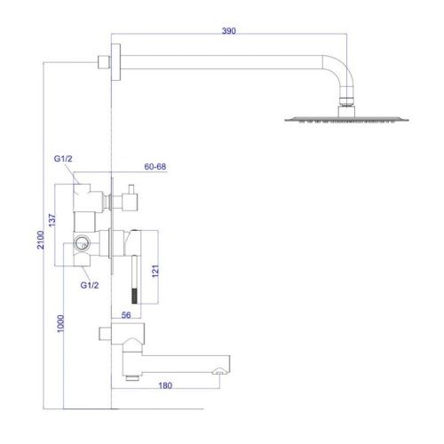 Душевая система Esko 7in1EK встраиваемая в стену цвет сатин - фото 3