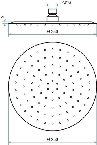 Верхний душ Emmevi Filoinox C06650mm250/IN цвет сталь - фото 2