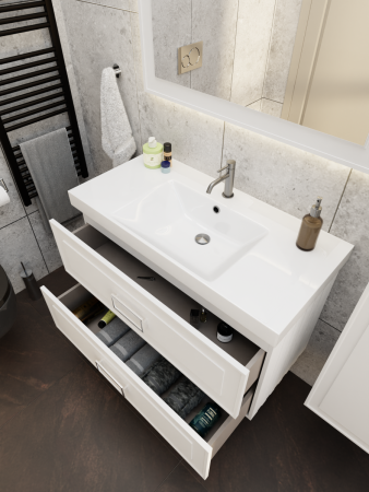 Тумба с раковиной La Fenice Cubo TWIN NFNC-01-CUB-B-100-2-1-100 100х50 подвесная цвет белый