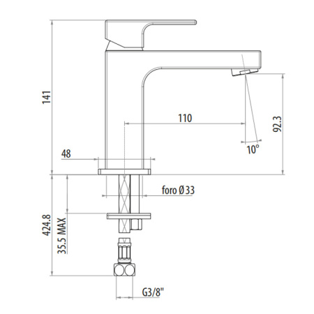 Смеситель Gattoni Kubik 2582/25C0 на раковину хром без термостата