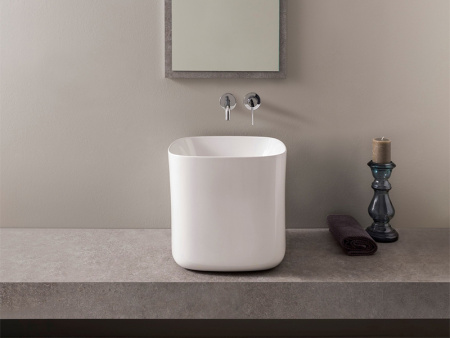 Раковина из санфаянса Scarabeo Moon 5503 42х42 накладная цвет белый