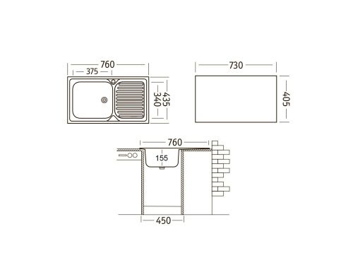 Кухонная мойка Ukinox Классика CLM760.435 -GT5K 1R 44х76 цвет нержавеющая сталь поверхность матовая - фото 3