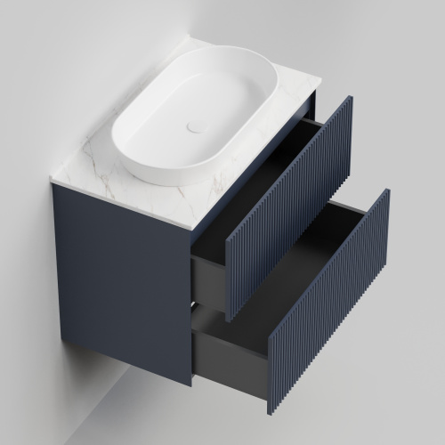 Тумба со столешницей La Fenice TERRA TWIN NFNC-01-TER-BG-80-2-3-GG 81х62х47 подвесная цвет синий - фото 2