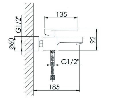 Смеситель для ванны D-Lin D147365 настенный хром
