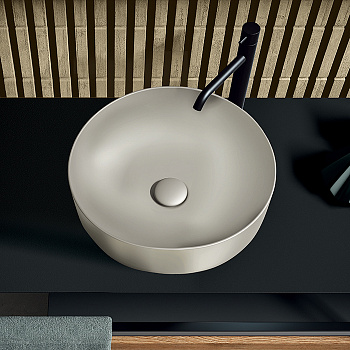 Раковина из сантехнического фарфора Kerasan Nolita 534459 40х40 накладная цвет серый матовый без отверстий под смеситель