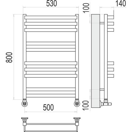 Полотенцесушитель водяной Terminus 4630080268388 55х80 хром