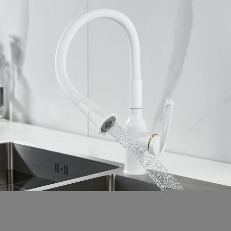 Смеситель для кухни Raffine F303C-1 на мойку белый