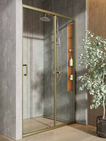 Душевая дверь Orange E02-120TGY 121х190 стекло прозрачное профиль золото глянцевое