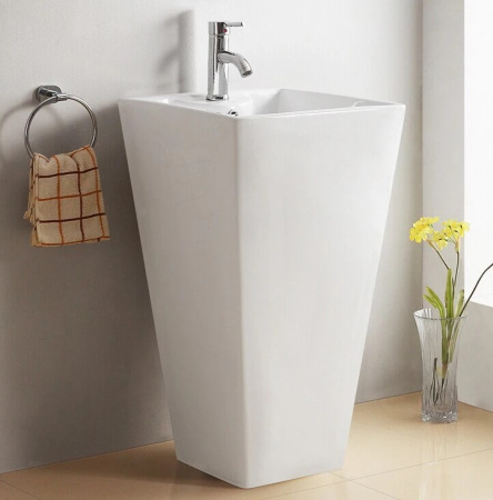 Раковина из санфаянса CeramaLux NB145 48х48 напольная цвет белый 1 отверстие под смеситель