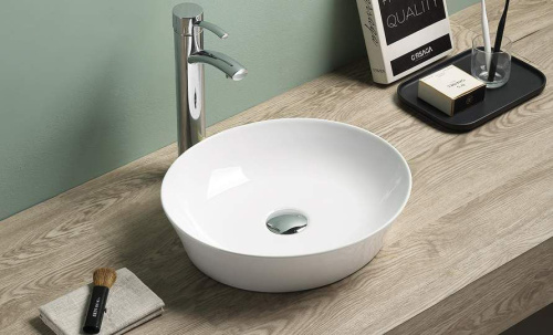 Раковина из фаянса Velvex 78564 41х37 накладная цвет белый без отверстий под смеситель - фото 2