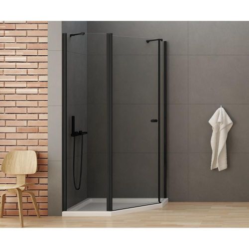 Душевой уголок New Trendy NEW SOLEO Black K-0614 100х80 стекло прозрачное профиль черный без поддона - фото 2