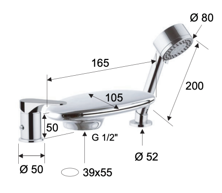 Смеситель Remer Class Line L07UF на борт ванны хром