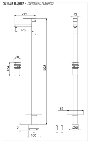 Смеситель для раковины Remer Qubika Q18 встраиваемый в стену хром - фото 2