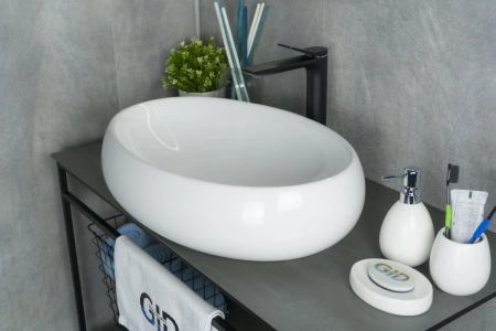 Раковина керамическая Gid Lago 51114 60х40 накладная цвет белый без отверстий под смеситель