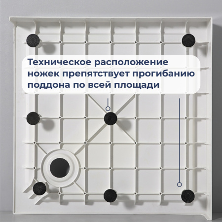 Душевой поддон из стеклопластика RGW SMC-стеклопластик 57350199-01 90х90 белый с ножками