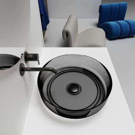 Раковина из полиэфирной смолы Vincea VBS-6T16B 50х50 накладная цвет черный без отверстий под смеситель