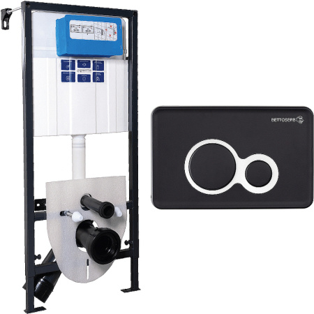 Инсталляция Bettoserb Sava Fix Slim SET40006461 с клавишей смыва DUO черный матовый/хром глянец