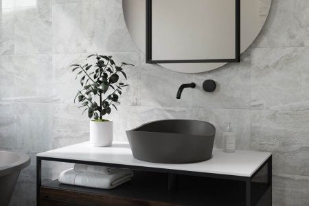 Раковина из искусственного камня Holbi MARS 1.02.003.11.3 40х40 накладная цвет черный