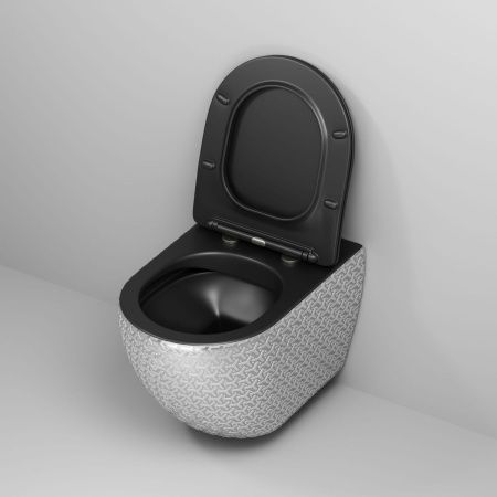 Унитаз подвесной Grossman Color GR-4411SBRS серебро/белый с сиденьем микролифт безободковый каскадный смыв